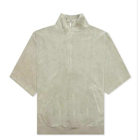 Fear Of God Essentials Velour Half Zip Pullover Short Sleeve Sweatshirt XL - Picture 1 of 15